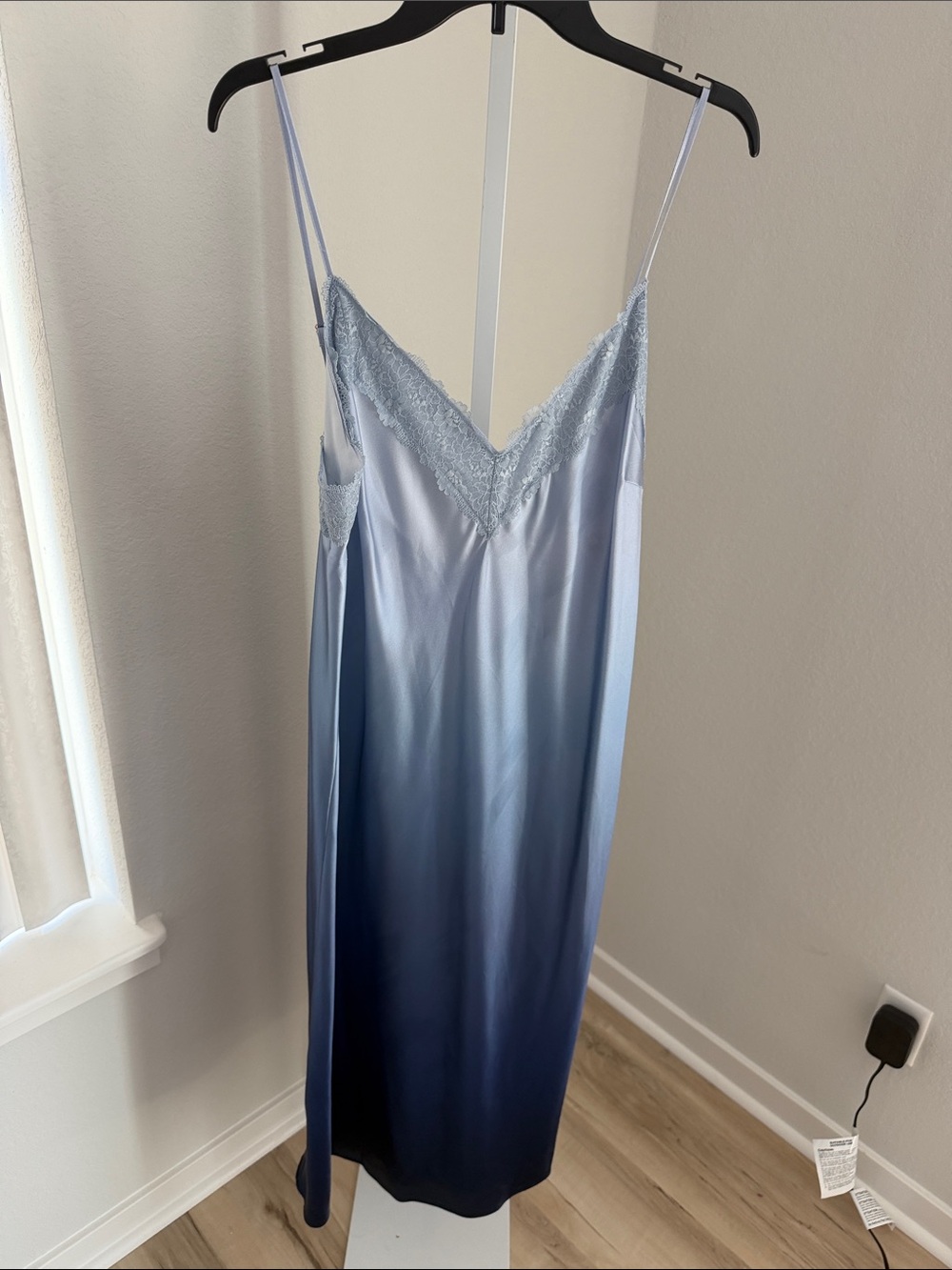 INC International Concepts Light to Deep Blue Ombre Lace-Trim Slip Dress